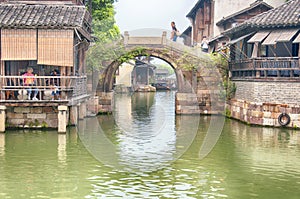 Wuzhen water town bridge and buildings china
