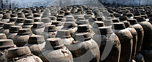 Jars used for fermenting rice wine in Wuzhen, China photo