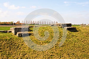 A WW1 foxhole trench of death in Diksuimde Flanders Belgium photo