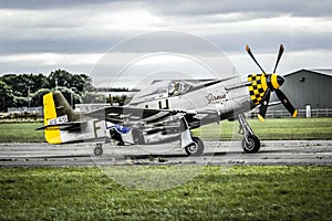 WW2 P51 Mustang taxiing on the Runway