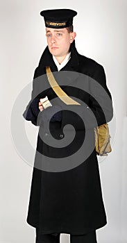 WW11 Royal Navy seaman in greatcoat