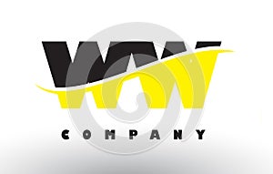 WW W Black and Yellow Letter Logo with Swoosh.