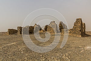 WW2 lookout post ruins at Gebel al Ingleez mountain near Bahariya oasis, Egy