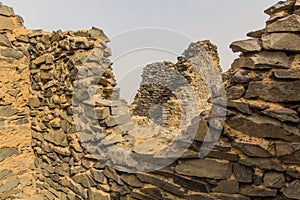 WW2 lookout post ruins at Gebel al Ingleez mountain near Bahariya oasis, Egy