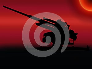 WW2 Sunset Anti Aircraft Gun