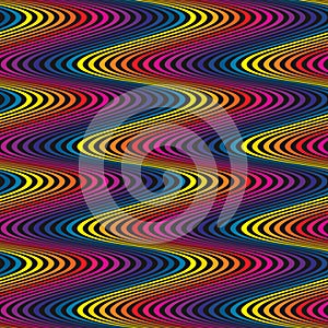 Wwavy pattern, rainbow curved lines. Dynamic rippled texture, illusion of movement. photo