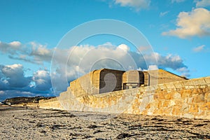 WWII concrete nazi bunker on the seashore of Saint Ouens Bay, bailiwick of Jersey, Channel Islands photo