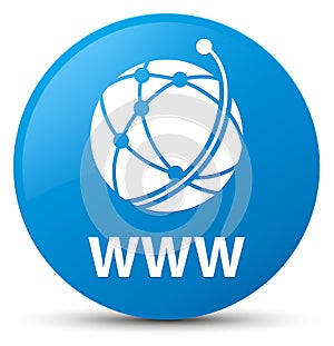 WWW (global network icon) cyan blue round button