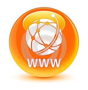 WWW (global network icon) glassy orange round button