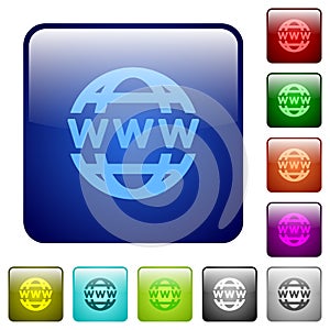 WWW globe color square buttons