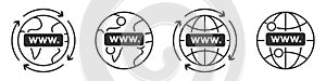 WWW icon. Globe earth vector icons set
