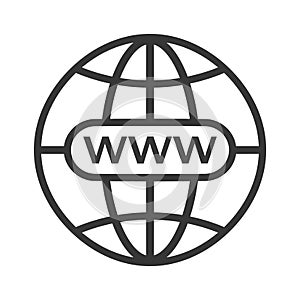 Www icon. Web site icon. Www icon with hand cursor in flat styleInternet http address icon isolated. www globe vector eps10