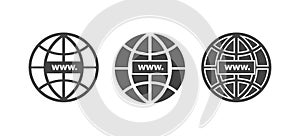 WWW icon. Website icon. Host server icons. In globe style. WWW icons in flat and linear style. vector