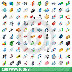 100 www icons set, isometric 3d style