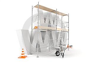 WWW letters with scaffolding