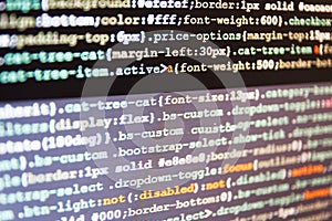 WWW software development. Big data and Internet of things trend. Javascript code in bracket software.