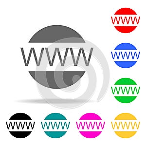 Www web icon. Elements in multi colored icons for mobile concept and web apps. Icons for website design and development, app devel