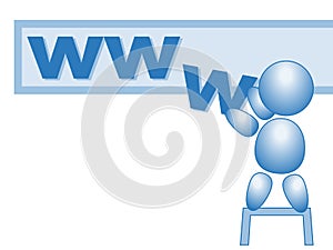 Www web internet homepage male stick figure vector blue