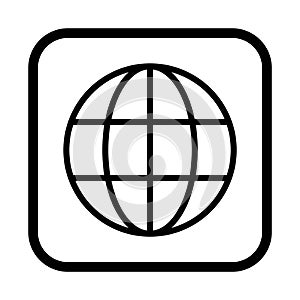 WWW world wide web site symbol, Internet icon, website address globe, flat outline sign