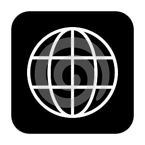 WWW world wide web site symbol, Internet icon, website address globe, flat outline sign