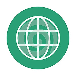 WWW world wide web site symbol, Internet icon, website address globe, flat outline sign