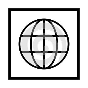 WWW world wide web site symbol, Internet icon, website address globe, flat outline sign