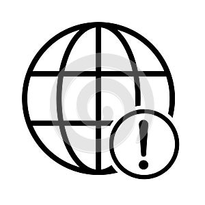 WWW world wide web site symbol, Internet map icon, website address globe, flat outline sign