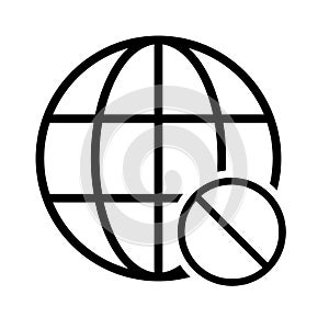 WWW world wide web site symbol, Internet map icon, website address globe, flat outline sign