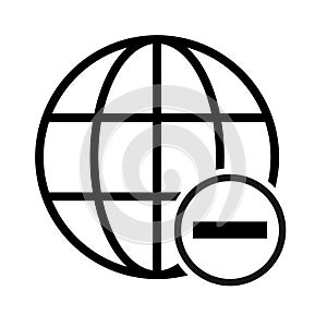 WWW world wide web site symbol, Internet map icon, website address globe, flat outline sign