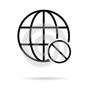 WWW world wide web site symbol, Internet map icon, website address globe, flat outline sign