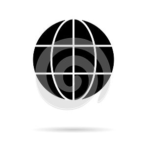 WWW world wide web site symbol, Internet map icon, website address globe, flat outline sign