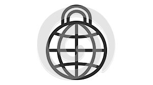 WWW world wide web site symbol, Internet map icon, website address globe, flat outline sign .