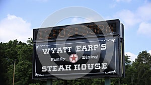 Wyatt Earp`s Steak House Sign, Oakland, TN