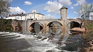 The Wye Valley Monmouth Wales uk medieval fortified river bridge and tourist attraction