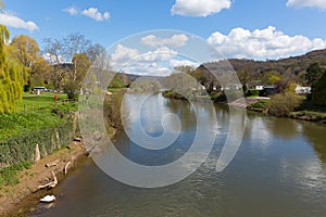 Wye valley view of the River Wye Monmouth Monmouthshire Wales uk