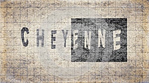 Wyoming Cheyenne Typography Map