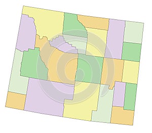 Wyoming - detailed editable political map.