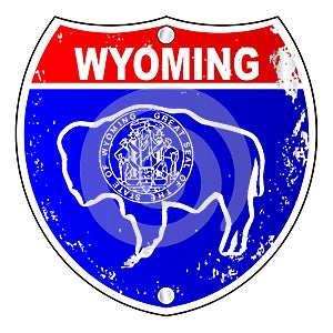 Wyoming Flag Icons As Interstate Sign