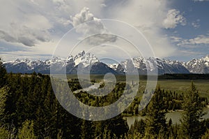 Wyoming, Gran Teton National Park, Snake river. Black and white.