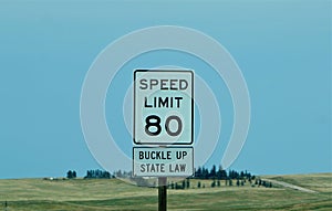 Wyoming Interstate speed limit sign