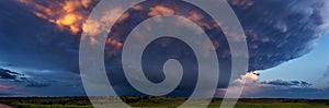 Wyoming landscape panorama with thunderstorm and mammatus clouds.