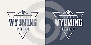 Wyoming state textured vintage vector t-shirt and apparel design photo