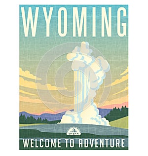 Wyoming travel poster or sticker.