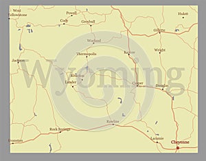 Wyoming vector State Map with Community Assistance and Activates