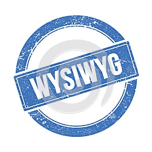 WYSIWYG text on blue grungy round stamp