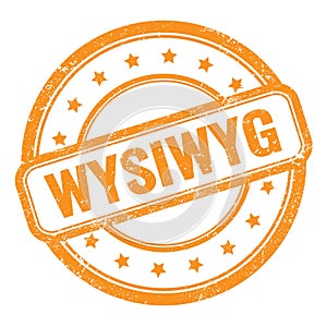 WYSIWYG text on orange grungy vintage round stamp