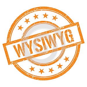 WYSIWYG text written on orange vintage stamp