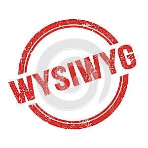 WYSIWYG text written on red grungy round stamp