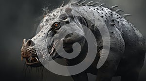 Wyvern-hippopotamus Hybrid: A Lovecraftian Concept Art Of A Dinosaur-like Creature