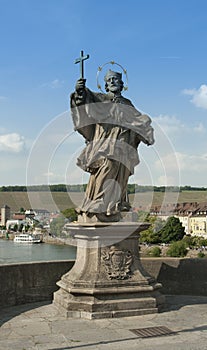 WÃ¼rzburg, Germany - Old Main Bridge, Statue of a Saint